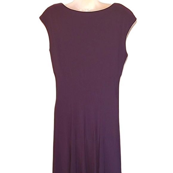 Ralph Lauren Cocktail A-Line Swing Dress Plunge V-Neck Knee Length Short Sleeve - Picture 6 of 16